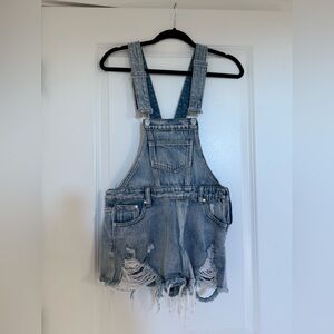 Signature Blue Denim Overall Shorts